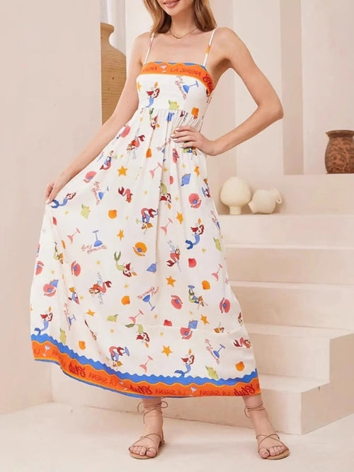 Printed Square Neck Summer Cami Dress