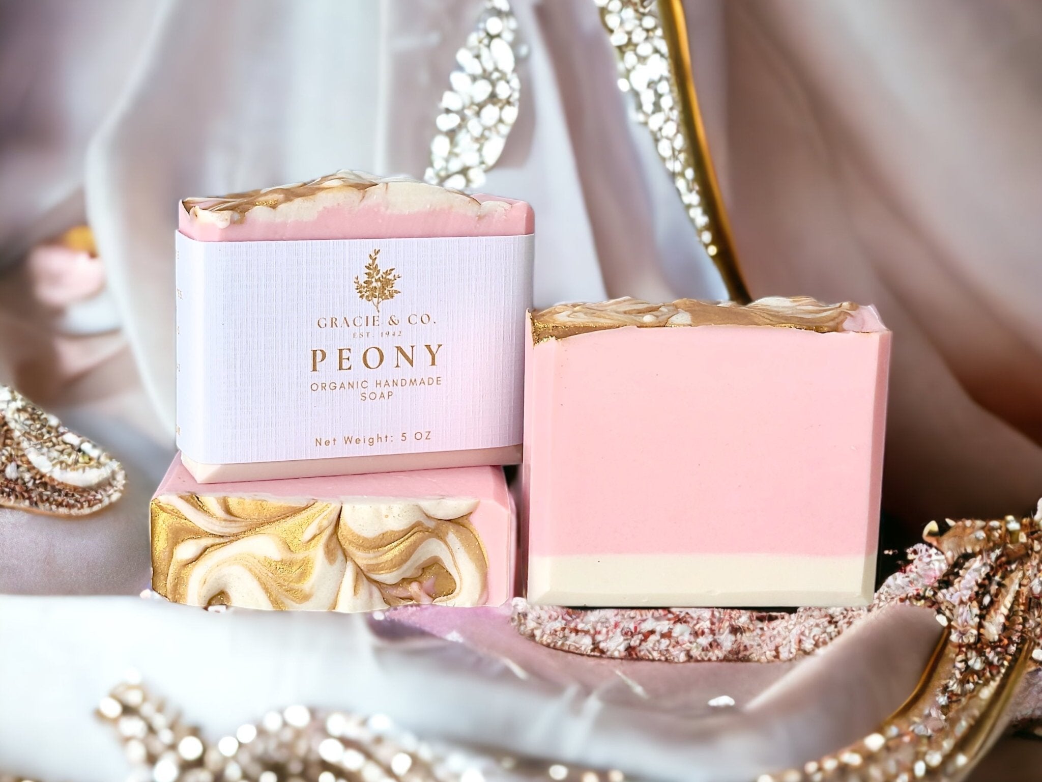 Pink Peony Shea Butter Soap - Romantic Floral Luxury Bar