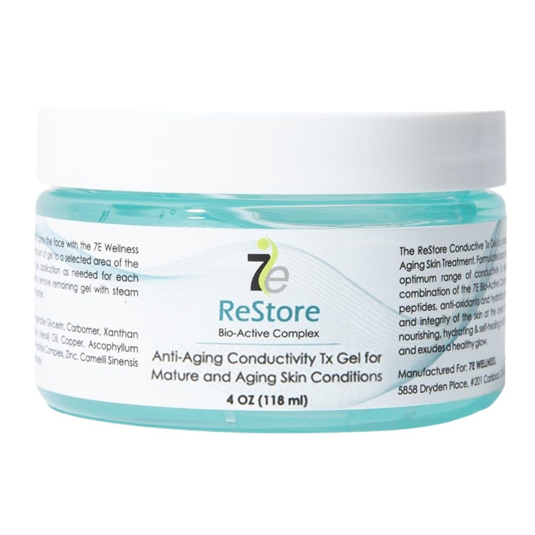 myolift 7E Wellness ReStore Conductive Gel with Bio-Active Complex - 4oz - Facial Skin Care Products with Green Tea Extract Hyaluronic Acid and Collagen Peptides - Anti Aging and Skin Tightening