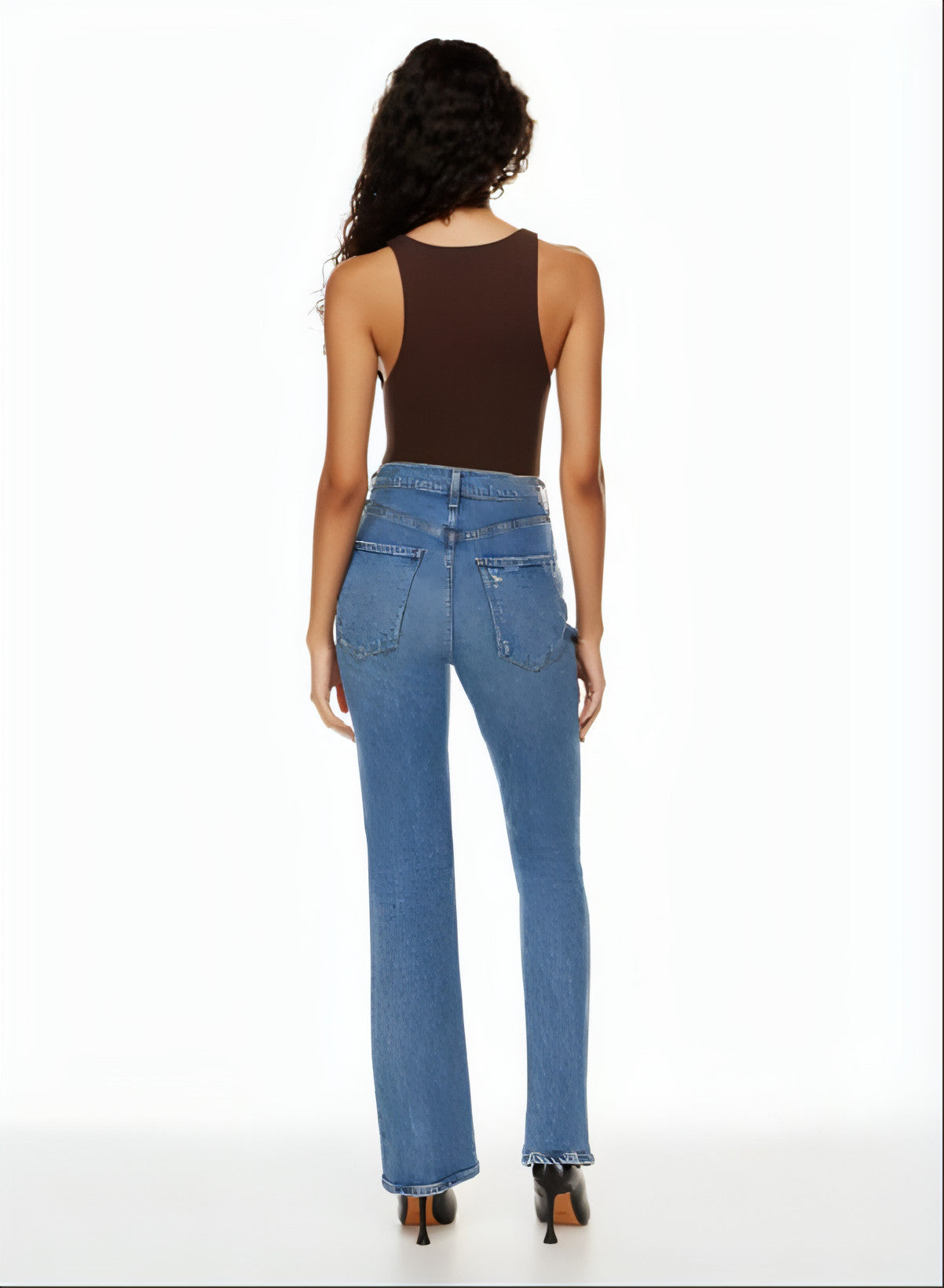 Women's New Fashion Jeans High Waist Ripped Slimming Straight-leg