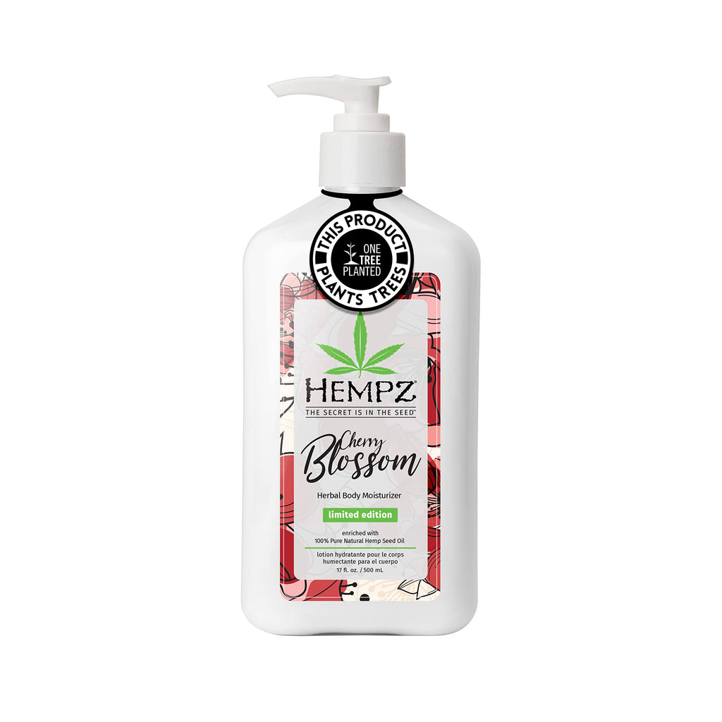 Hempz Body Lotion - Cherry Blossom Limited Edition Daily Moisturizing Cream Shea Butter Aloe Cherry Extract Hand and Body Moisturizer - Skin Care Products Hemp Seed Oil - 17 Fl Oz