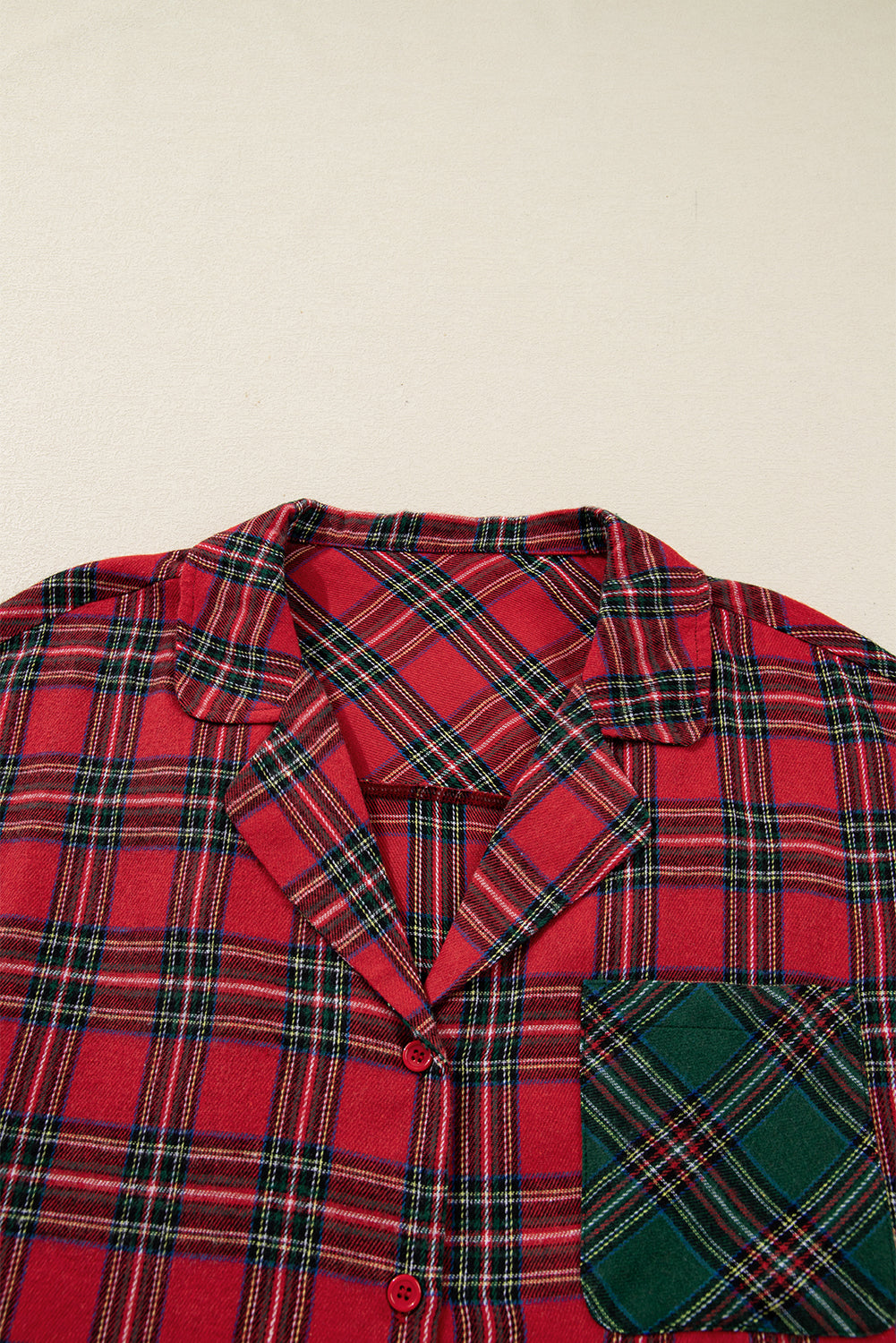 Plus Size Christmas Plaid Shirt and Shorts Pajama Set