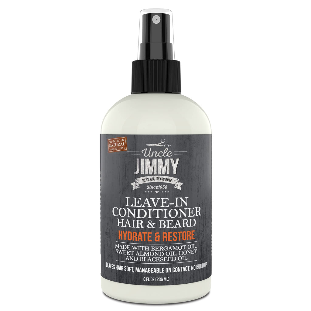 Uncle Jimmy Products Leave-In Conditioner for Healthy Beard Growth Softening Hair Hydrating Skin and Eliminating Dandruff - 8 Fl Oz