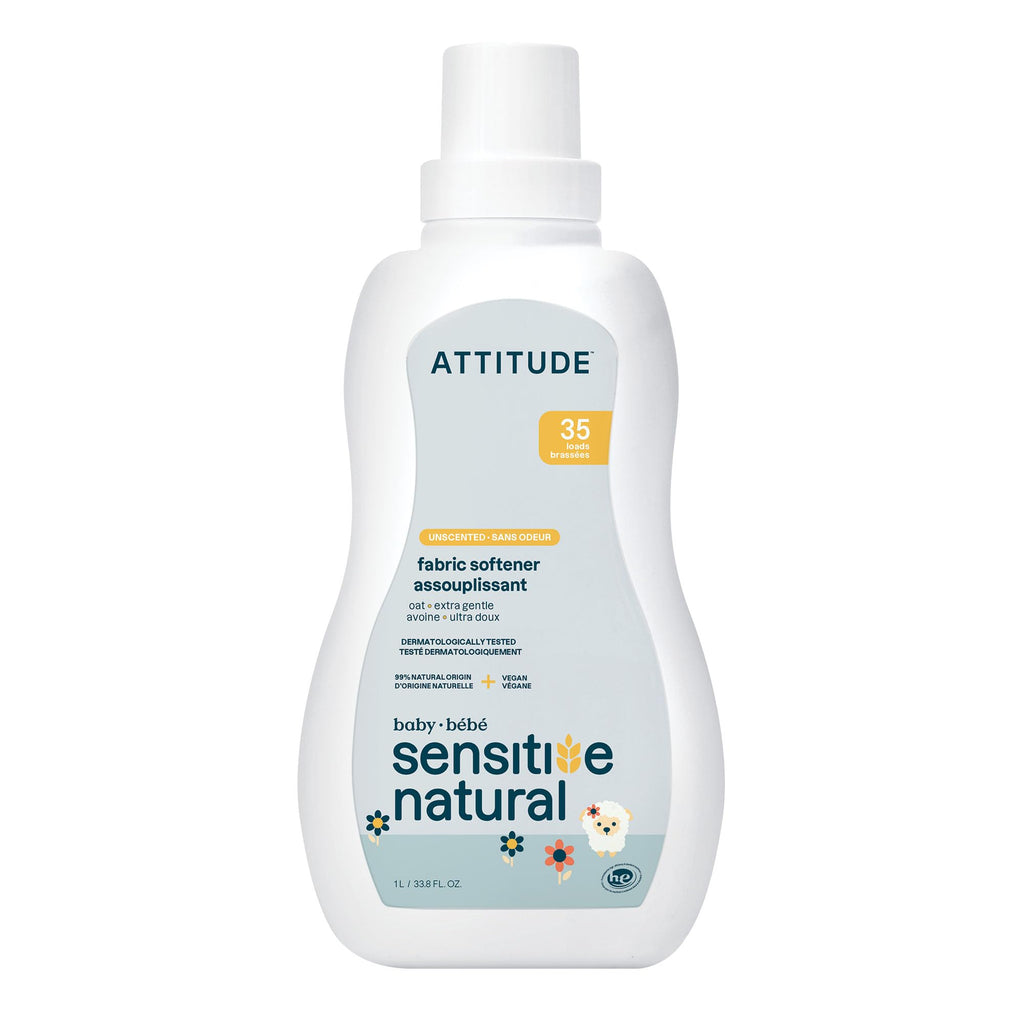 ATTITUDE Baby Fabric Softener for Sensitive Skin Plant and Mineral Based Ingredients Vegan Household Products Unscented 35 Loads 33.8 Fl Oz