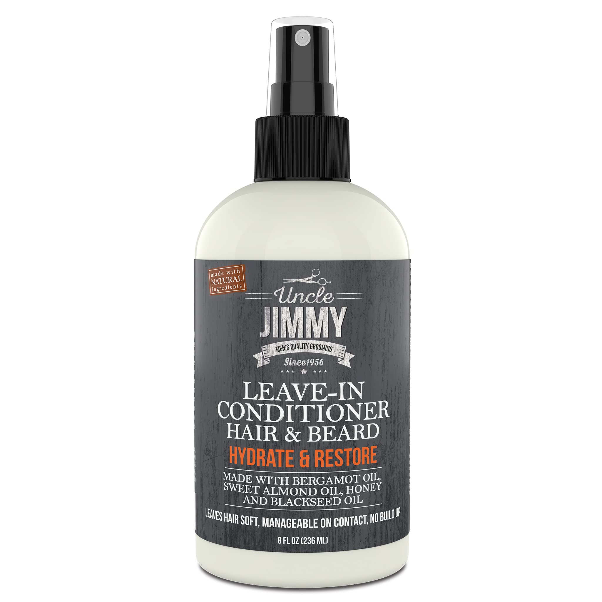 Uncle Jimmy Products Leave-In Conditioner for Healthy Beard Growth Softening Hair Hydrating Skin and Eliminating Dandruff - 8 Fl Oz