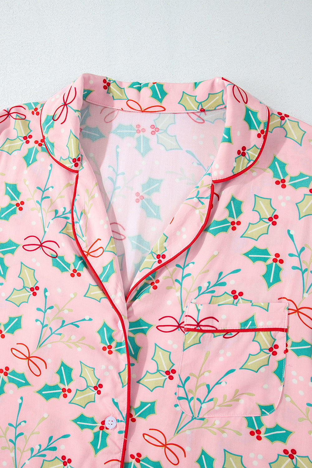 Christmas Holly Top and Shorts Pajama Set