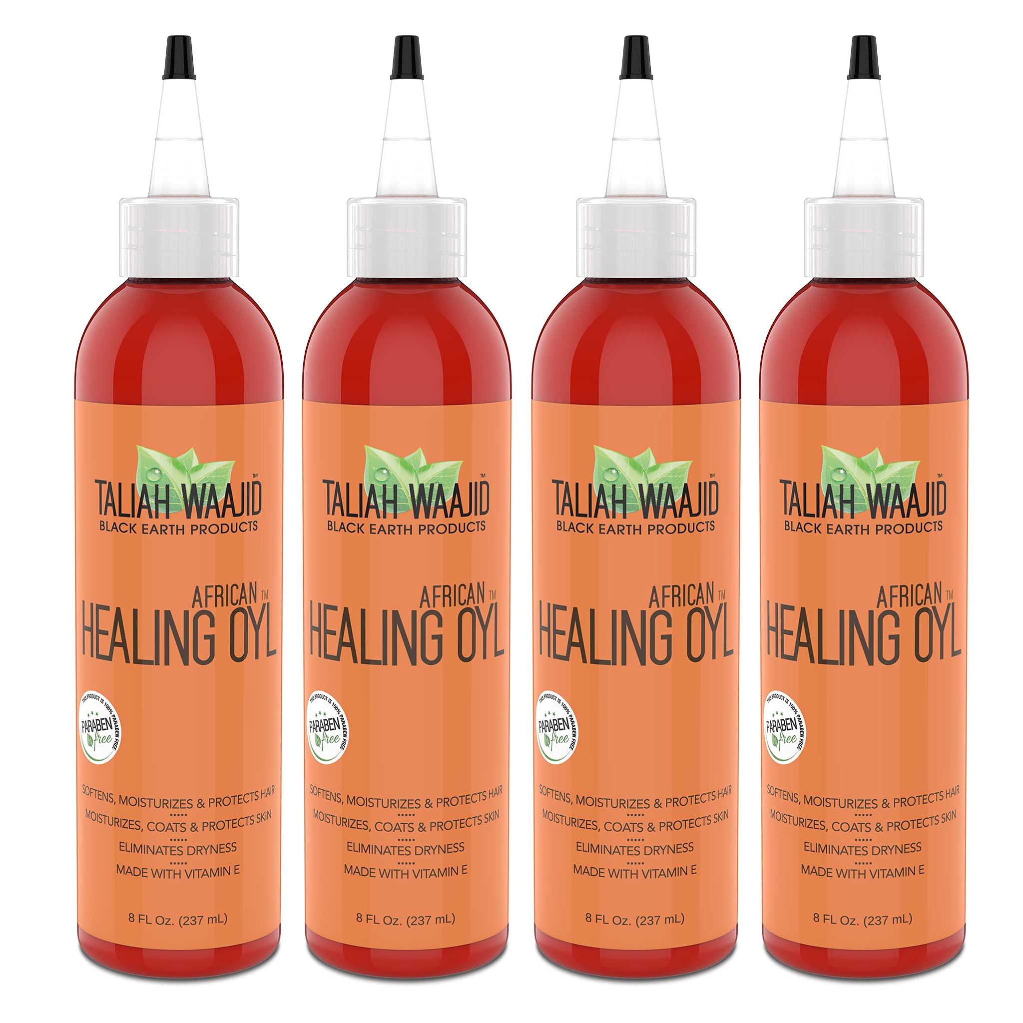 Taliah Waajid Black Earth Products African Healing Oyl | Total Body Oil | Softens Moisturize Coats and Protects Hair & Skin | Infused with Vitamin E Olive Oil and Sunflower Oil- 8oz (T128) 4-Pack