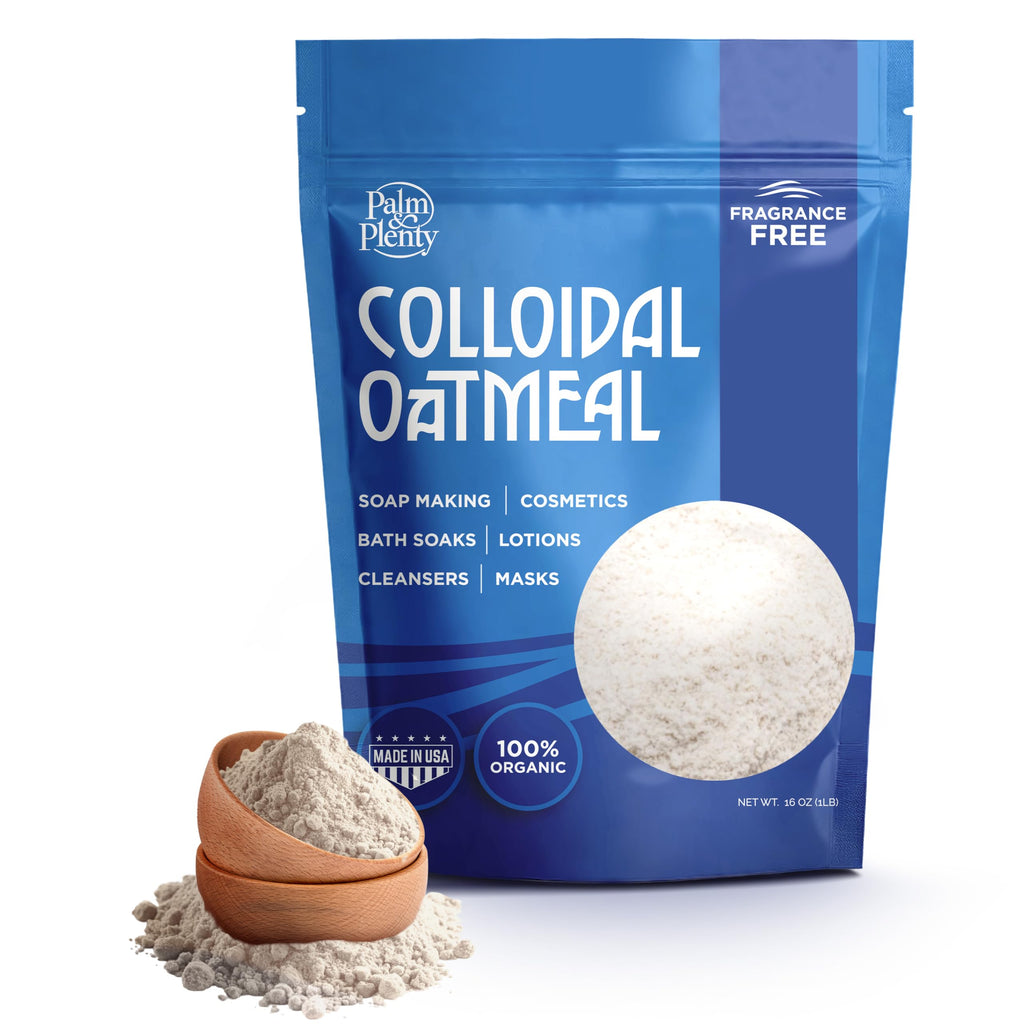 Palm and Plenty Premium Colloidal Oatmeal - Unscented Ideal for DIY Bath Products Skincare Cosmetics Natural Oatmeal Bath for Itching Adults Soothing Agent for Itchy Irritated Skin 16oz