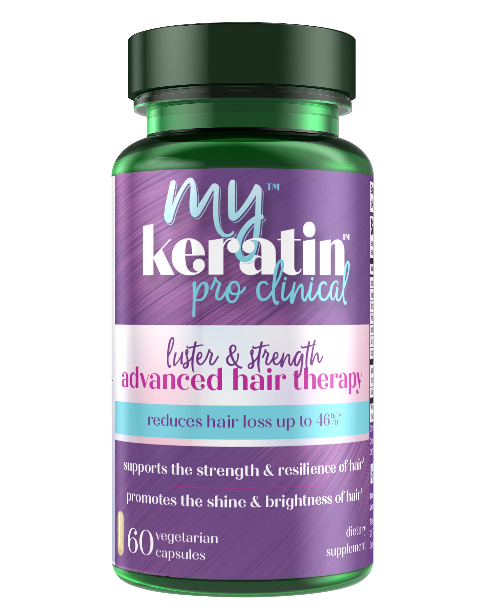Purity Products MyKeratin ProClinical Advanced Hair Therapy Reduces Hair Loss & Increases Hair Strength Shine & Luster - Next Generation Keratin Hair Skin & Nails Super Formula - 60 Veg Capsules