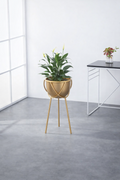 Gold Metal Planter with Tripod Stand for Indoor Decor