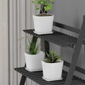 Square Plastic Flower Pot Set White