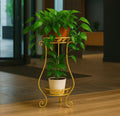 Tall Iron Plant Stand White Gold