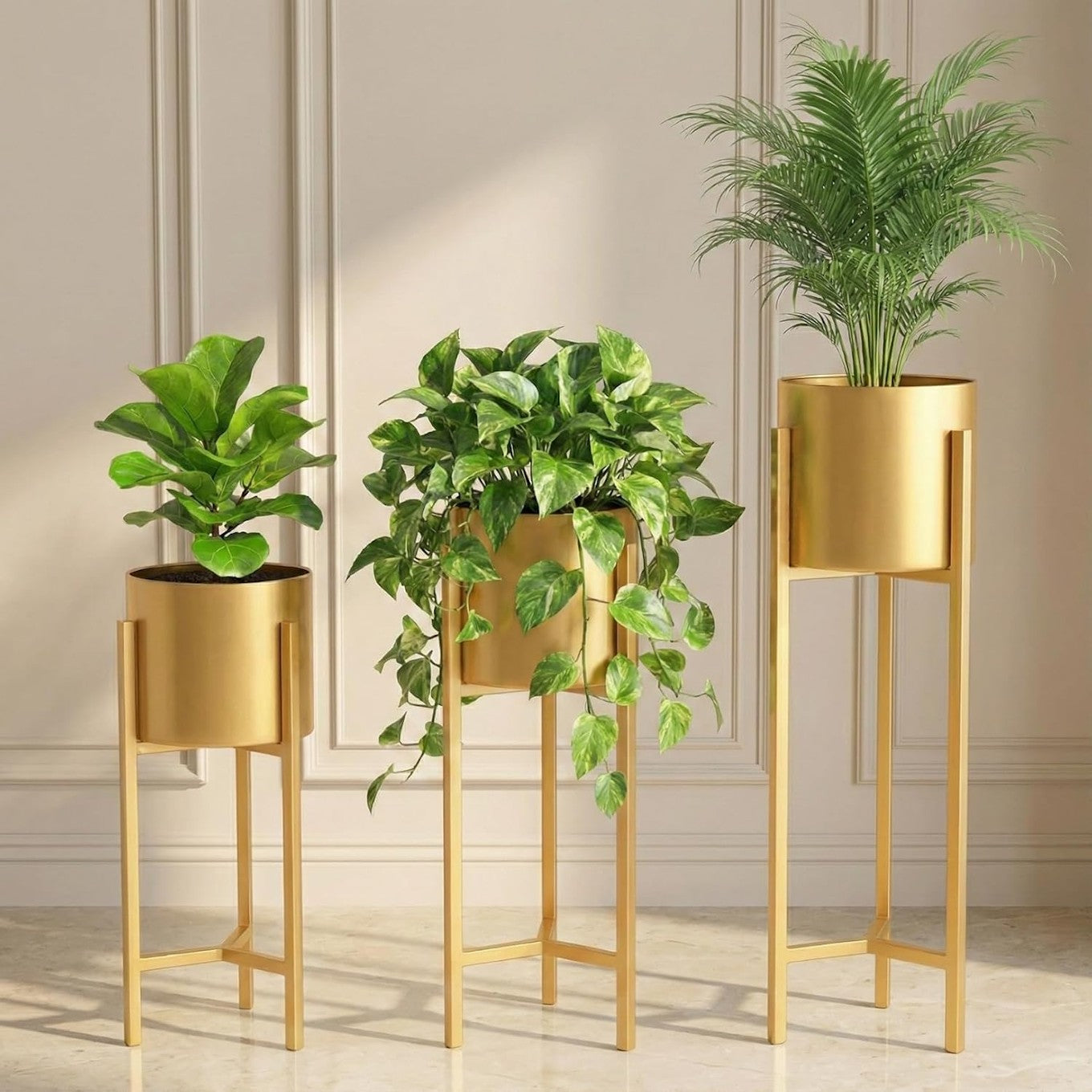 Premium Gold Planter Stand Set of 3