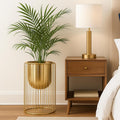 Gold Metal Planter with Wire Cage Stand