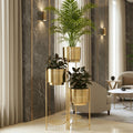 3 Tier Metal Planter Stand with Pots Gold
