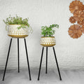Gold Polka White Tripod Planter Set