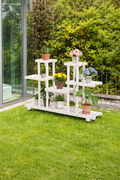 Multi-Tier White Wood Garden Plant Shelf