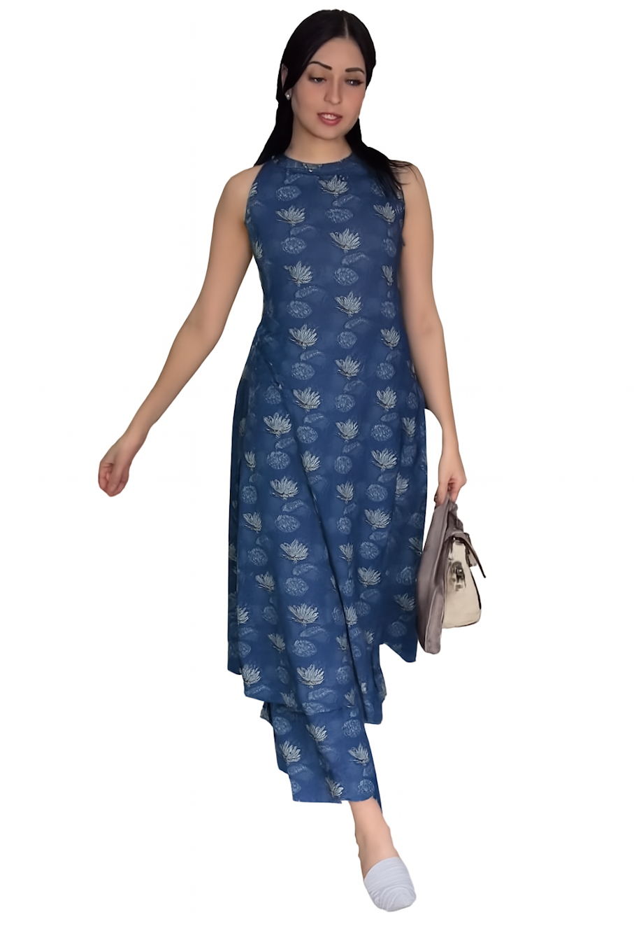 Women Festive Wear Kurta Set-Blue (Size-2XL) | D43
